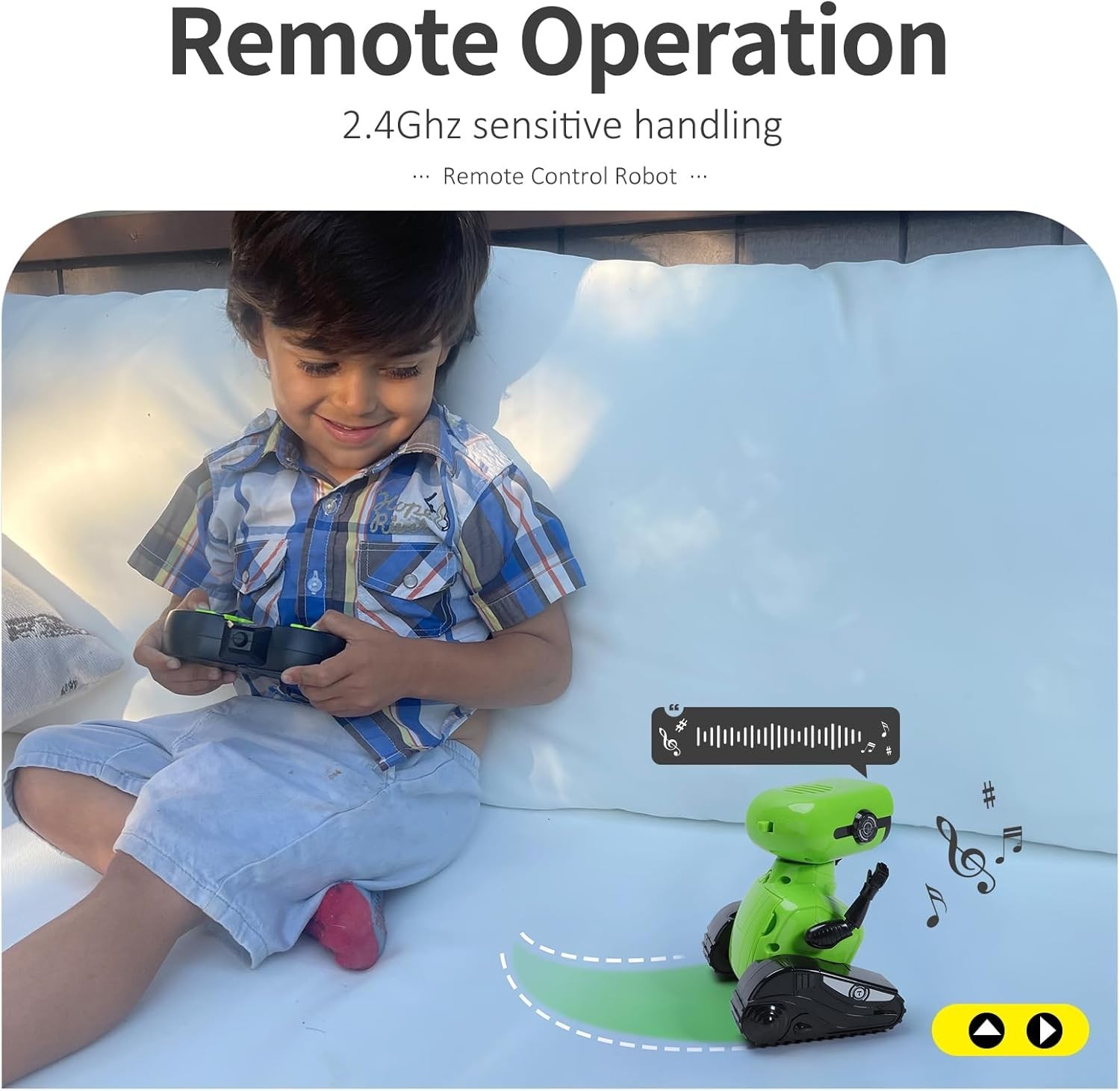 GILOBABY Robot Toy Remote Control RC Robots for Kids 3+ with LED Eyes GREEN, NEW
