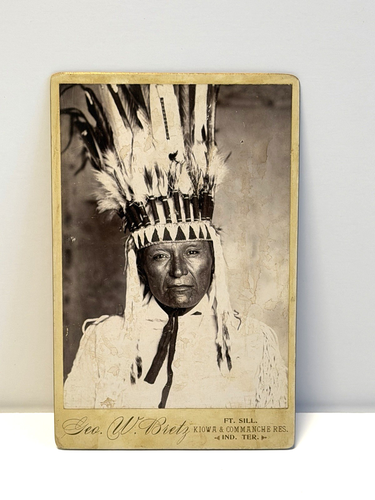 Vintage Native American Indian Cabinet Card; Fort Sill;