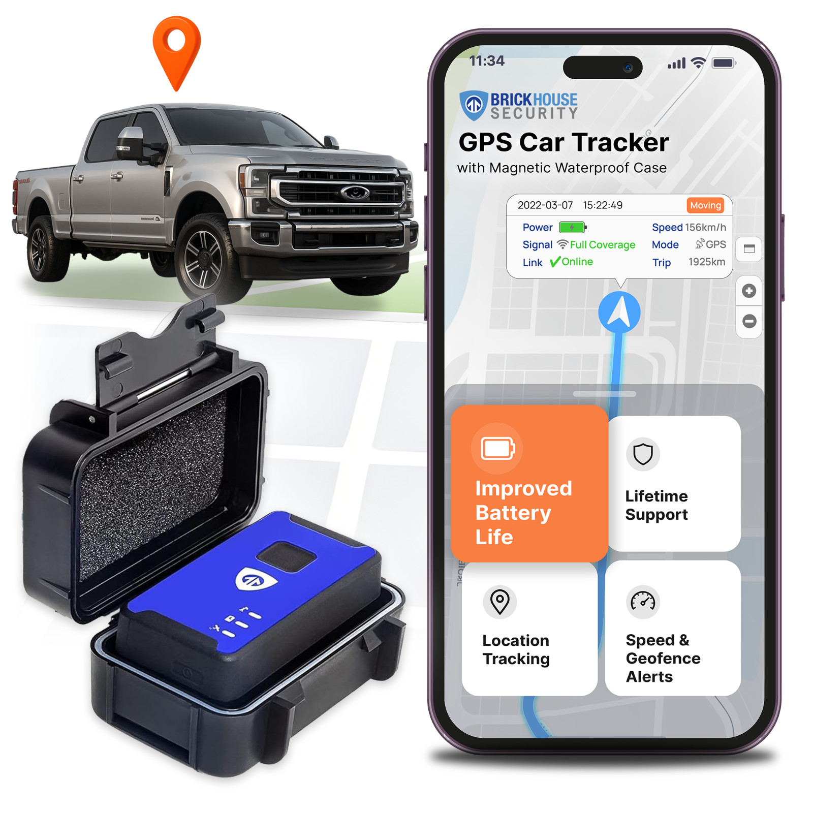 Brickhouse Security Spark Nano 7 GPS Car Tracker with Magnetic Waterproof Case