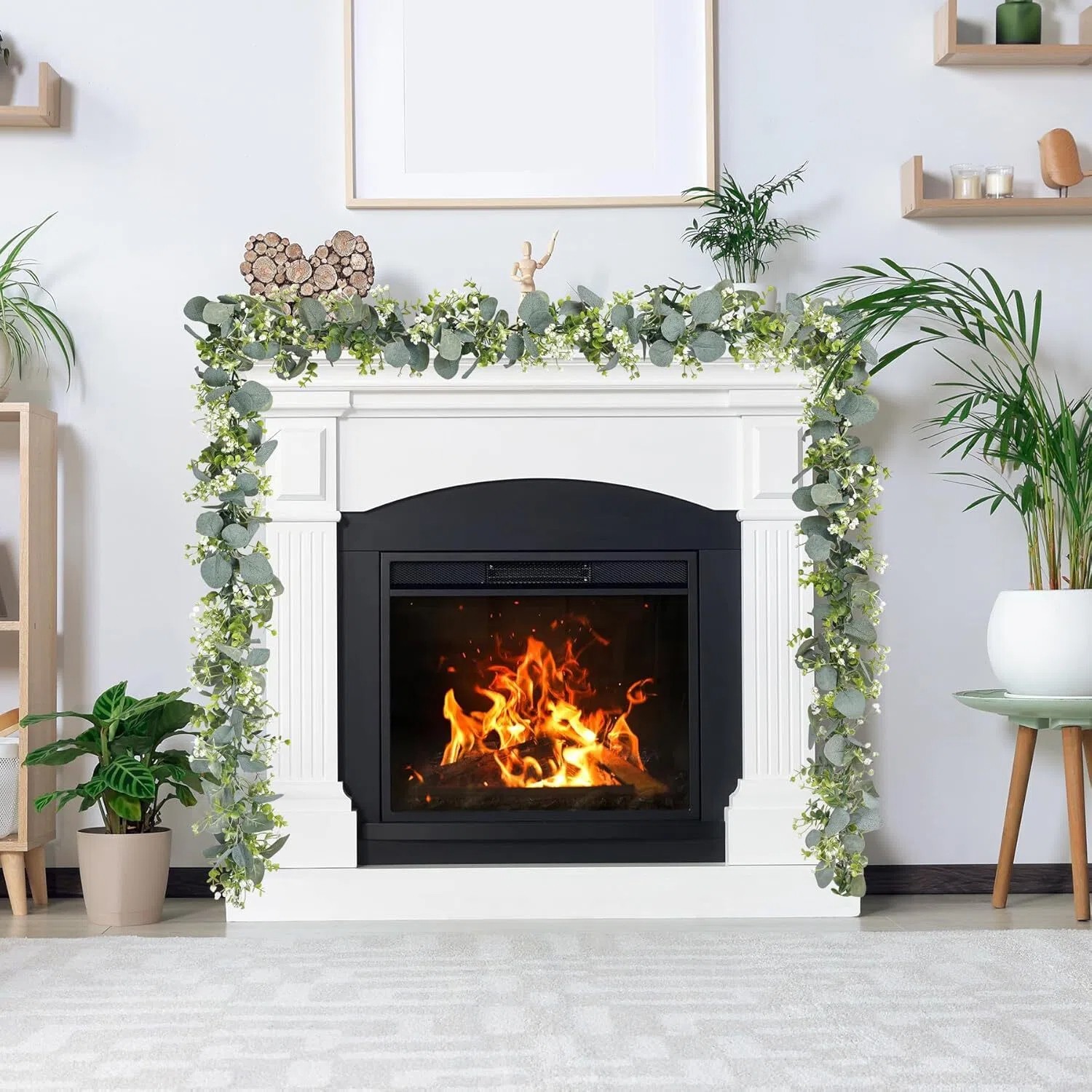 2x Artificial Eucalyptus Garland,Eucalyptus Leaves Table Greenery Garland Wreath