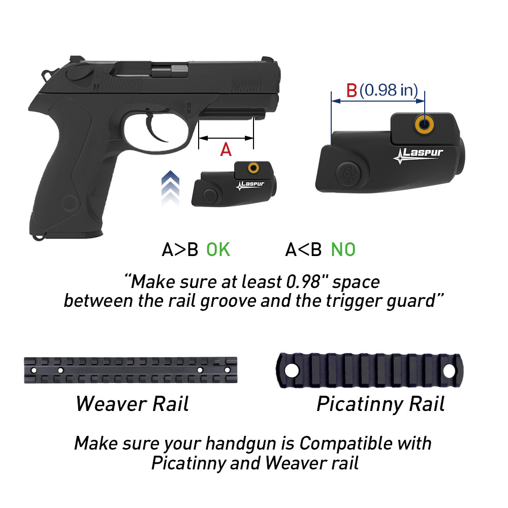 Laspur Sub Compact Green/Red Laser Sight Rechargeable Battery