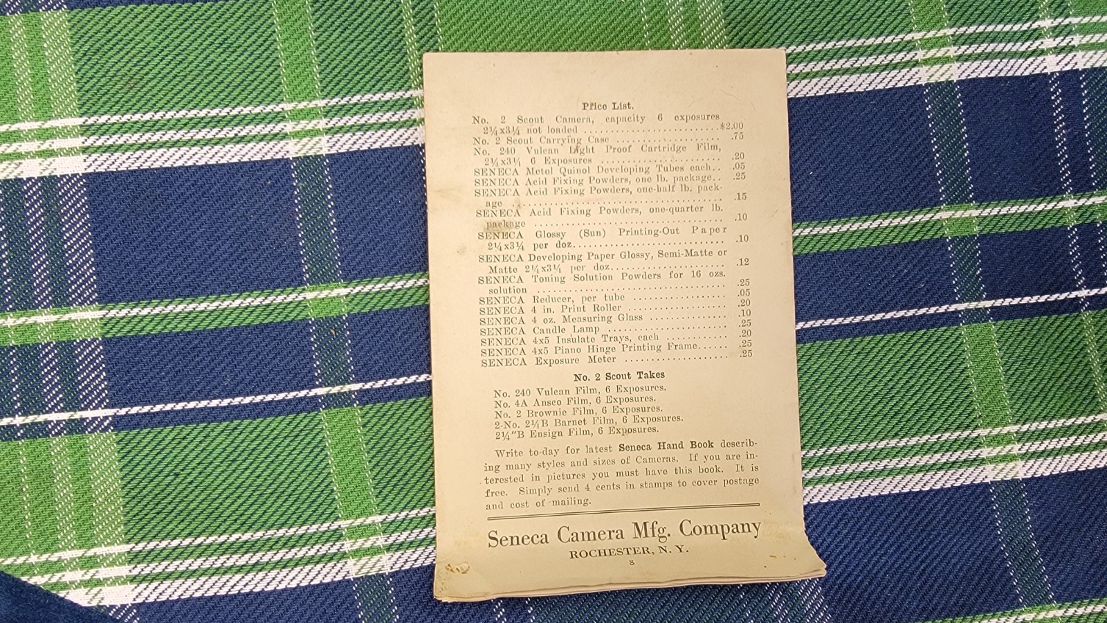 Vintage Seneca No. 2 Scout Camera in Original Box And Manual