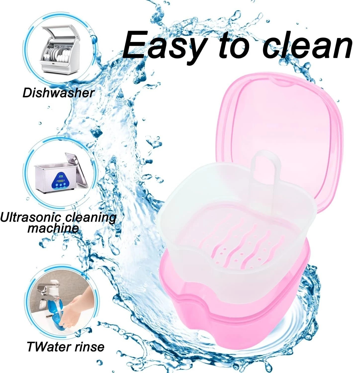 Compact Denture Soaking Cup with Mini Brush - Lightweight & Versatile Storage