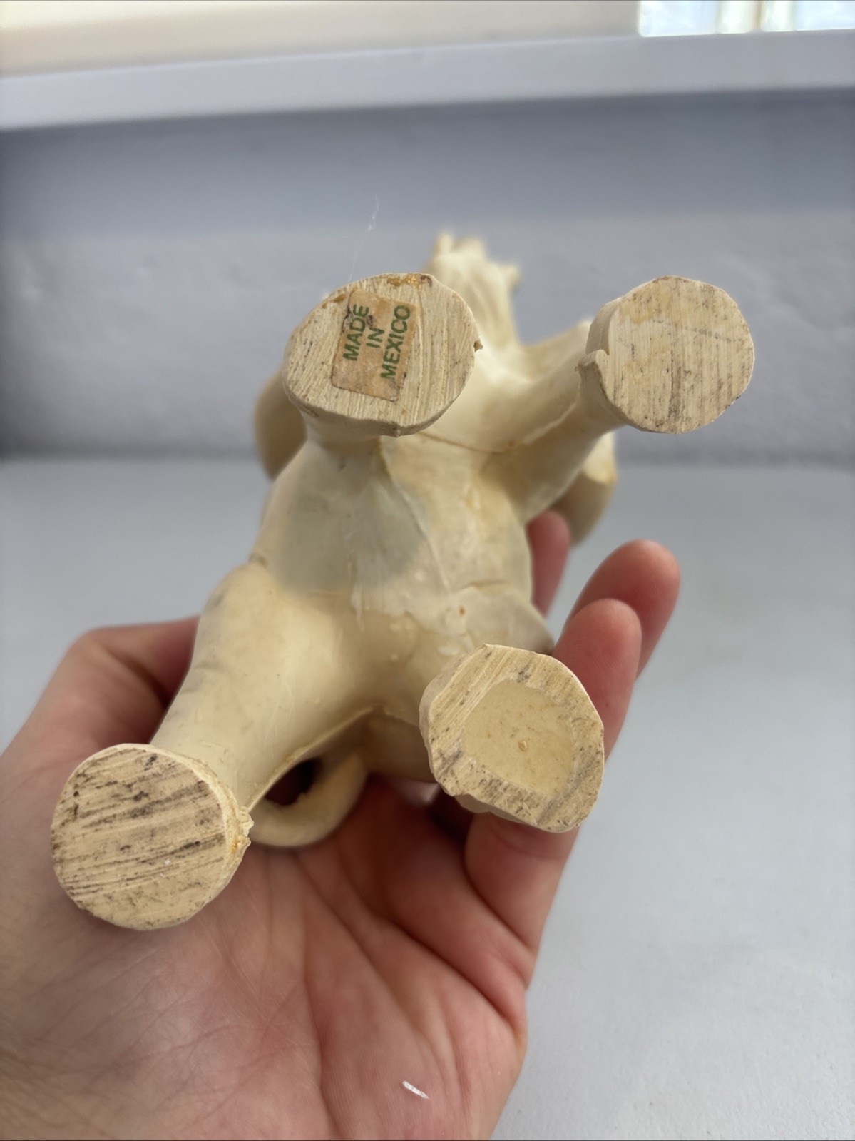 Elephant Figurine Trunk Up. White. Resin Or Alabaster? 1.2 Lbs