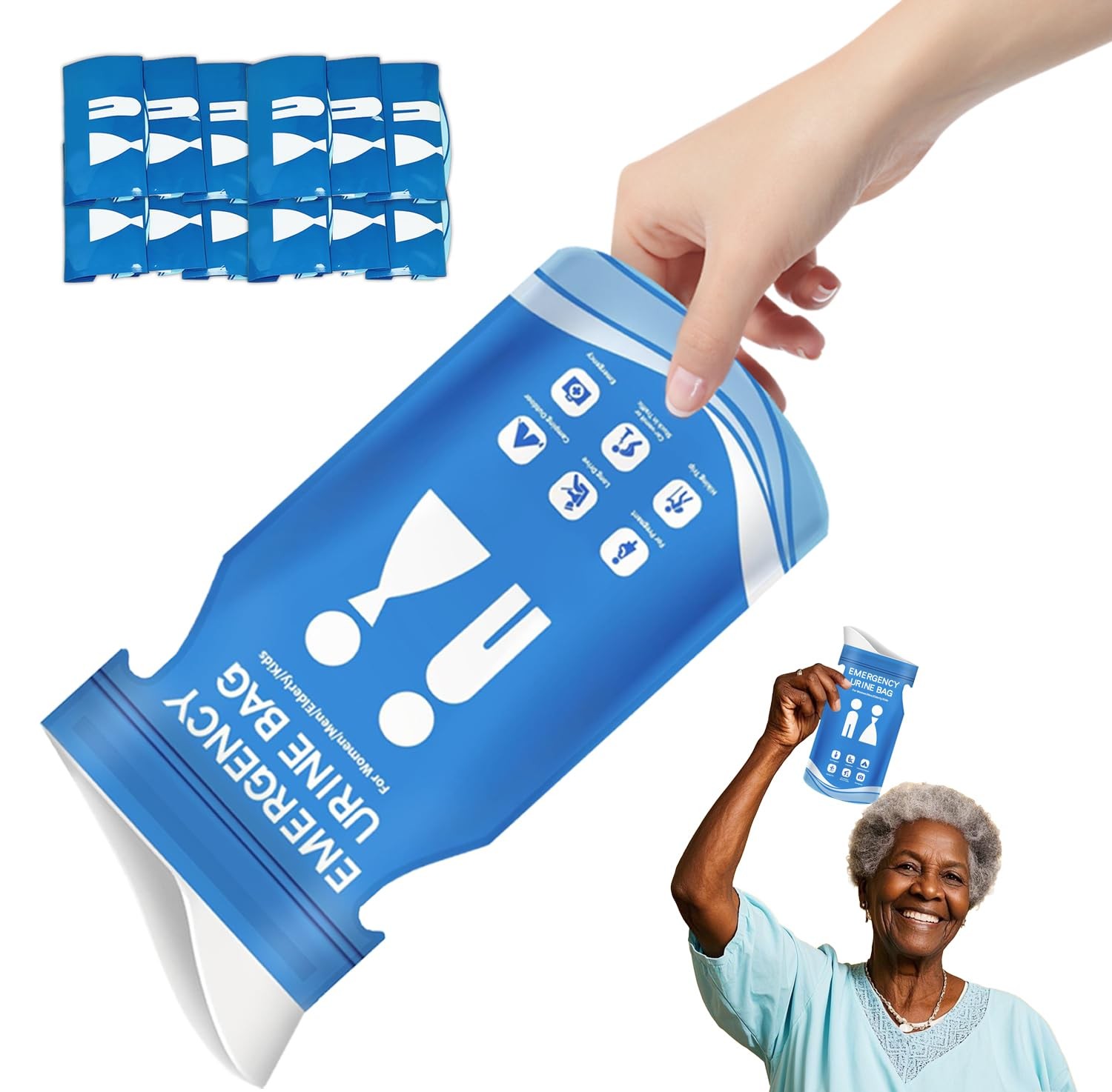 900CC Disposable Urine Bag, 12 PCS Emergency Portable Urinal Bags for Men/Wom...