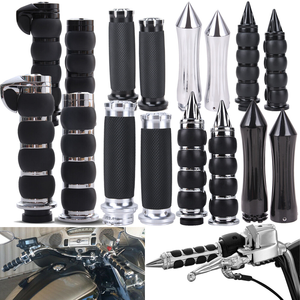 1" Motorcycle Chrome Black Hand Grips Handlebar for Harley Yamaha Honda Kawasaki