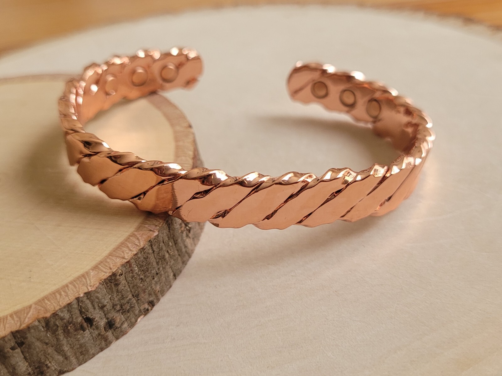 Pure Copper Magnetic Heavy Bracelet Arthritis Pain Therapy Adjustable Twist Cuff
