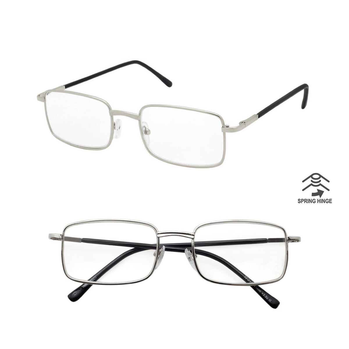 Reading Glasses Mens Womens Metal Reading Glasses 2 PACK Square Frame Readers