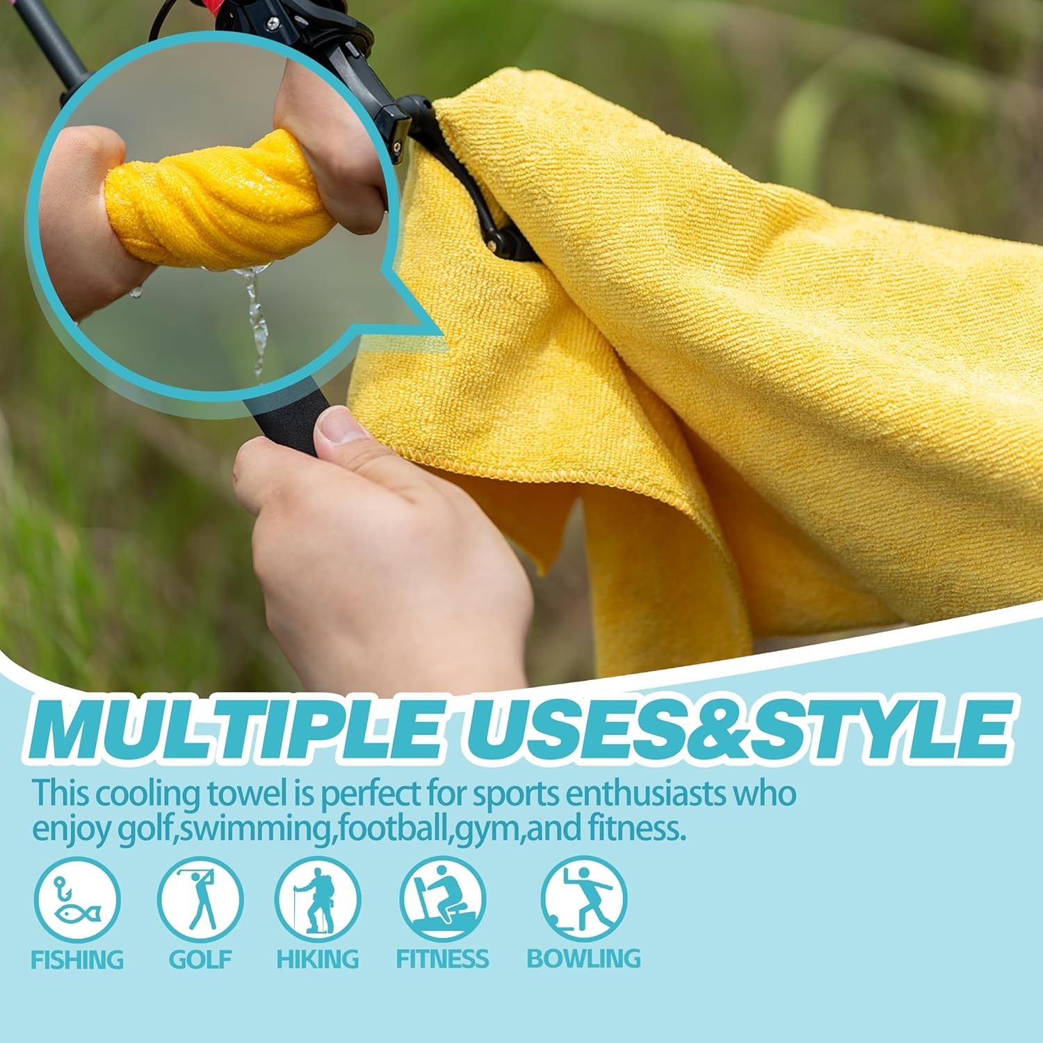 Microfiber Hiking Towels with Clip, Comfortable Cleaning of Sweat Skin or Hiking
