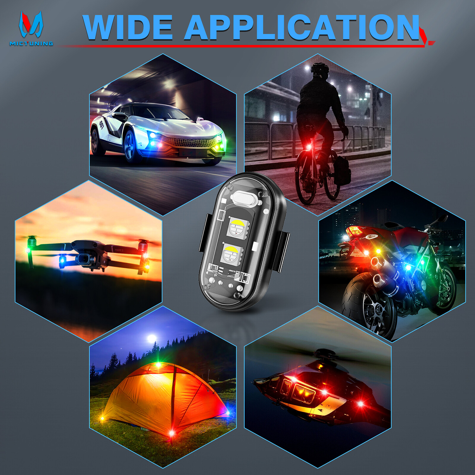12PCS Wireless LED Strobe Lights 8 Colors USB Rechargeable Anti-Collision Lamps