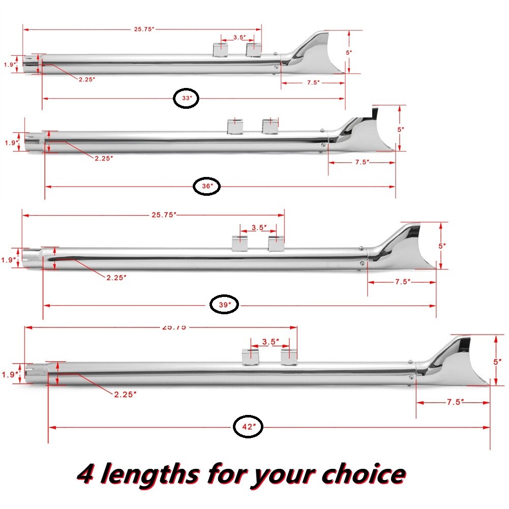 Road King Touring 36" Fishtail Slip on Mufflers Exhaust Pipes for Harley 95-16