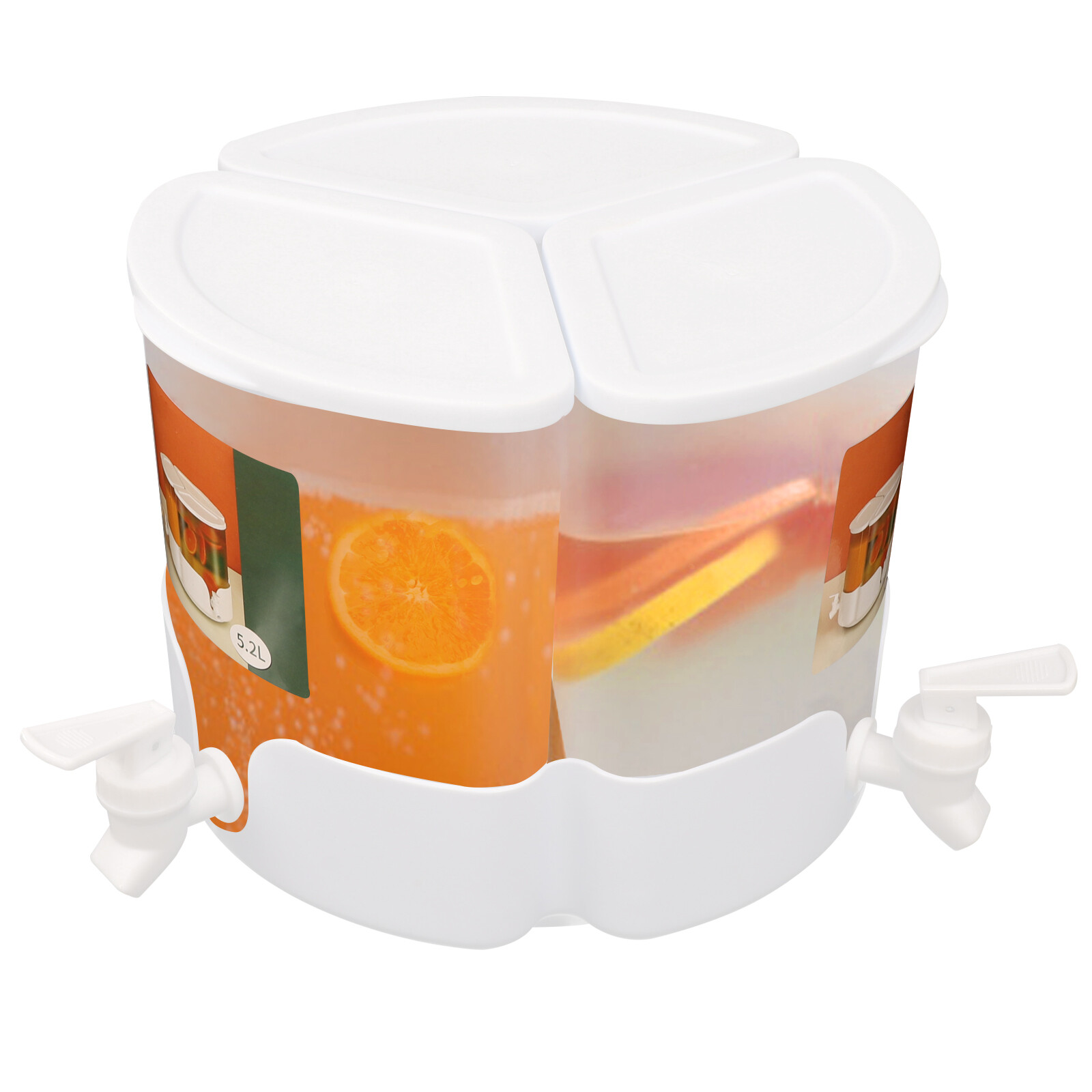 360° Rotation Juice/Drink Dispenser 5.2L 3-in-1 Beverage Dispenser W/ 3* Faucets