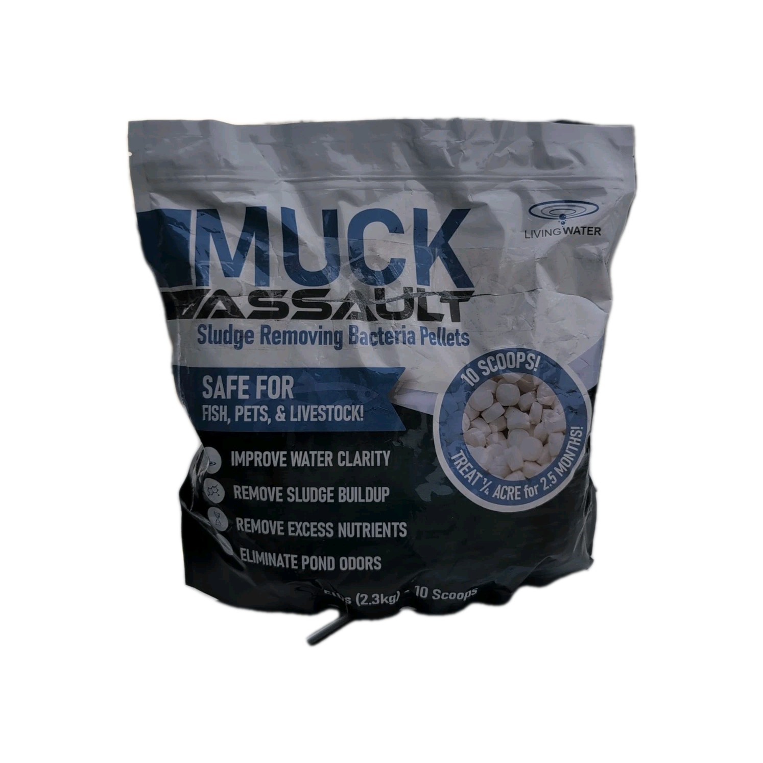 Muck Assault Sludge Removing bacteria Pellets 5lb Bag For Ponds