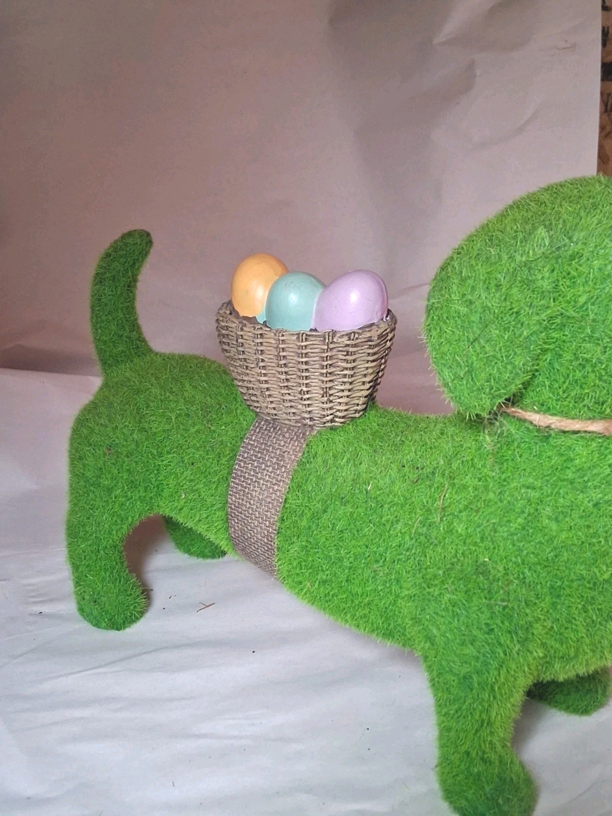 American Humane Society Grass Look Dachshund Easter Statue with Easter Basket