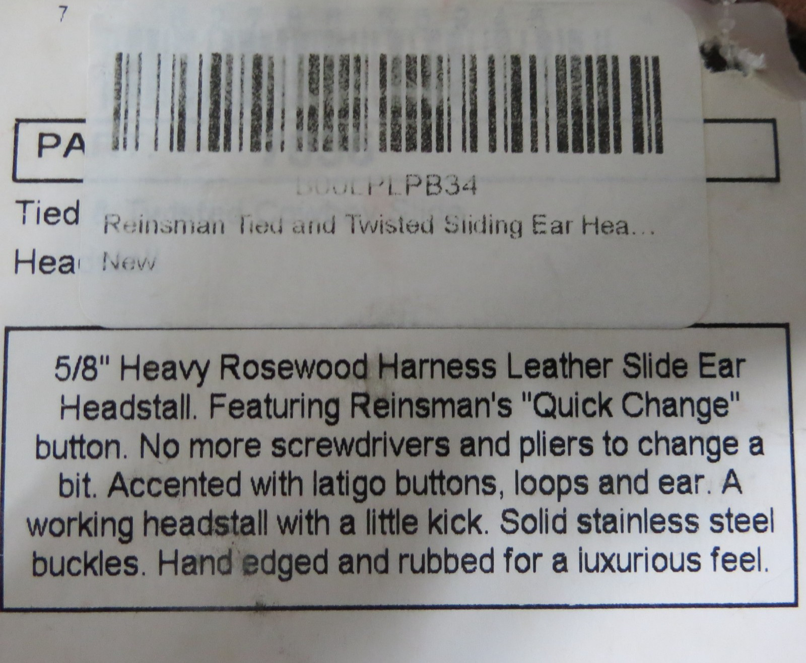 Reinsman Quick Change 5/8" Leather Slide Ear Headstall
