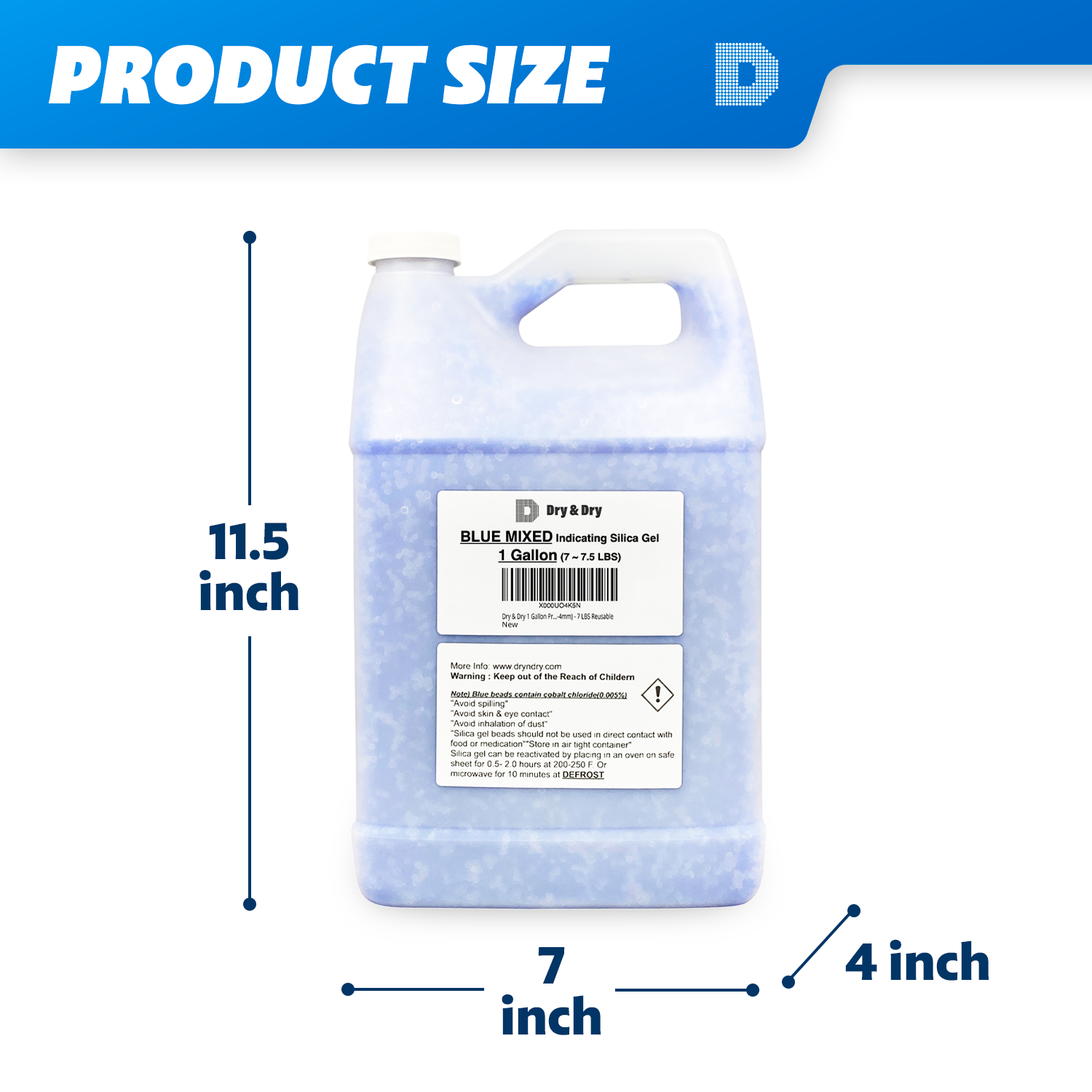 1 Gallon (7 LBS) "Dry & Dry" High Quality Mixed Silica Gel Desiccant Beads