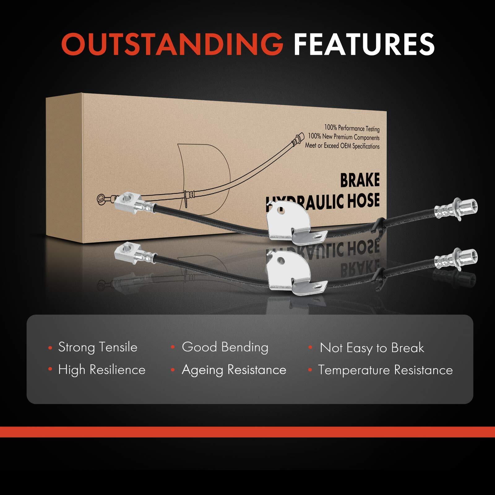 2Pcs Front Left and Right Brake Hydraulic Hose for Ford F-150 2010 2011 Exc. SVT