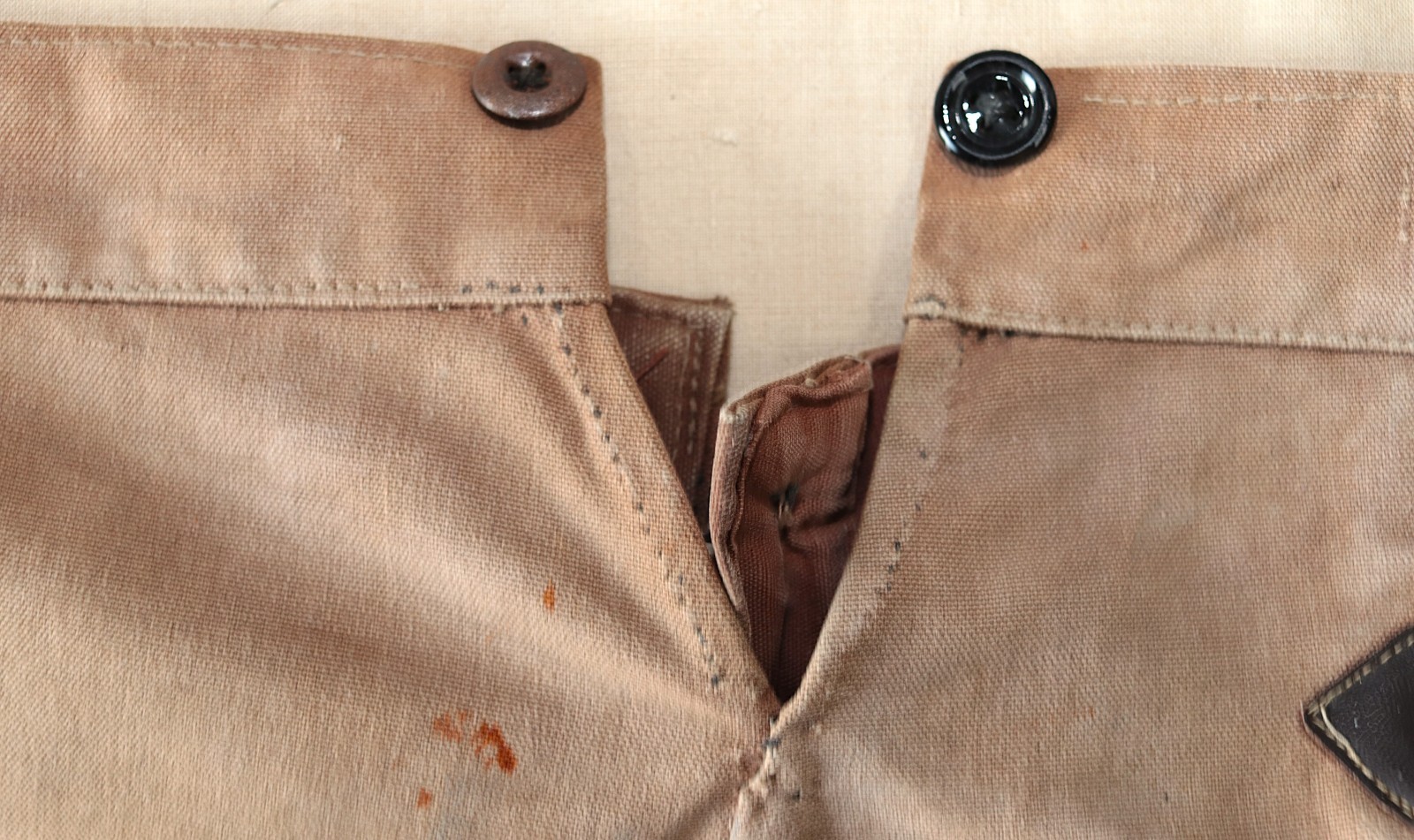 French 1940/50s Faded & Stained Brown Duck Cotton Canvas Pants LE ROBUSTE W39