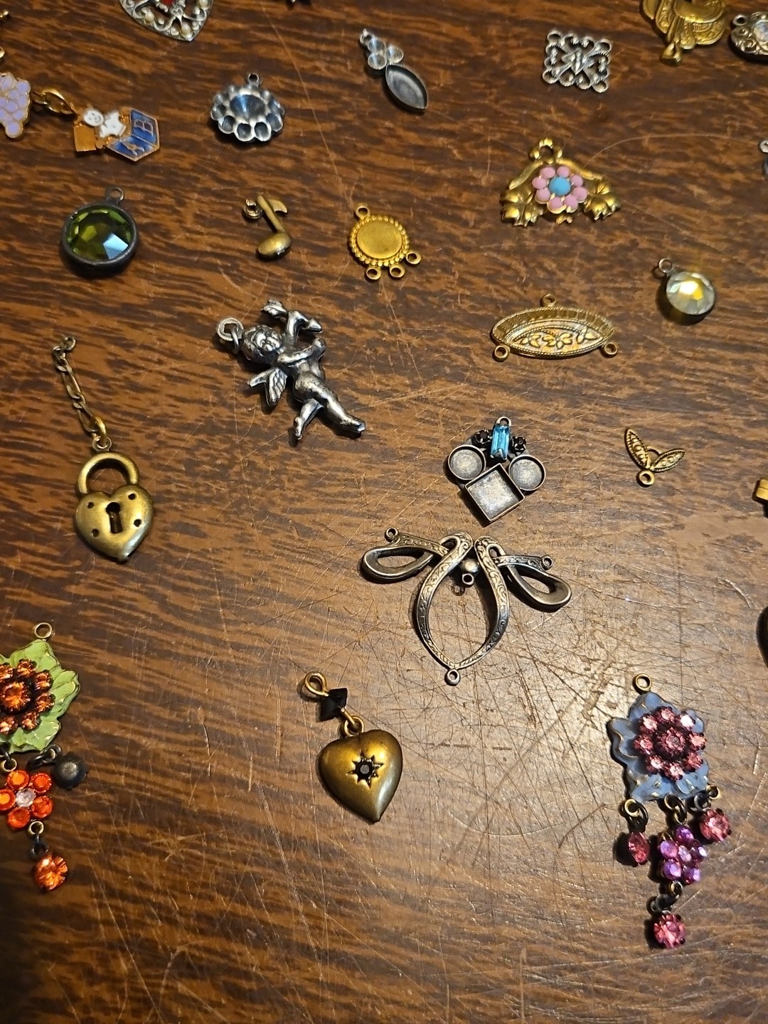 Lot Of 50 Mixed Parts Pcs France Vintage 60s Brass Stampings Findings Jewelry 26