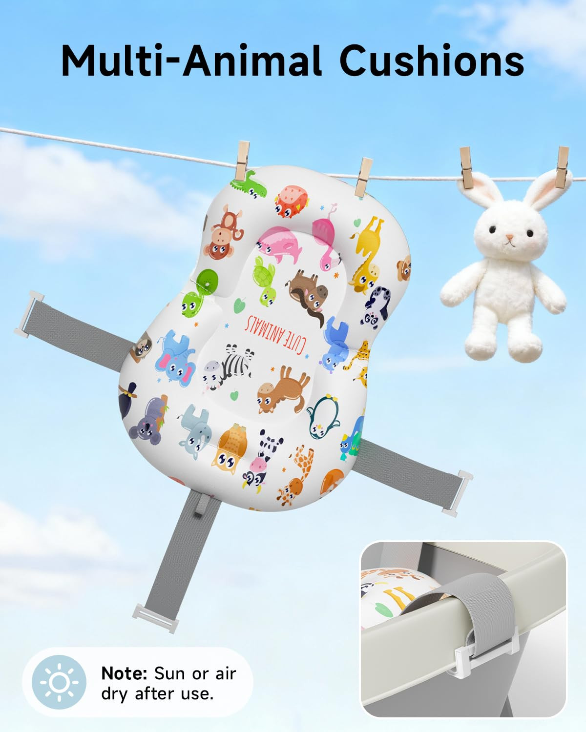 Collapsible Baby Bathtub, Large Infant Bath Tub with Thermometer & Cute Soft Cus