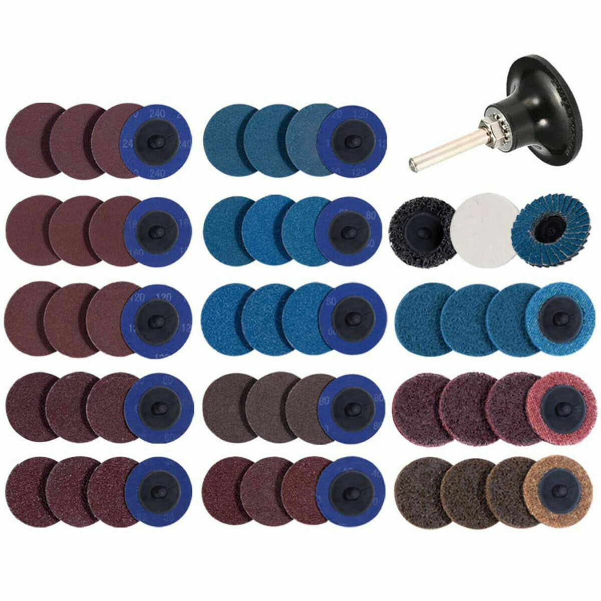 71PCS 2" Roll Lock Sanding Discs Set W/ 1/4 Holder Die Grinder Quick Change Disc