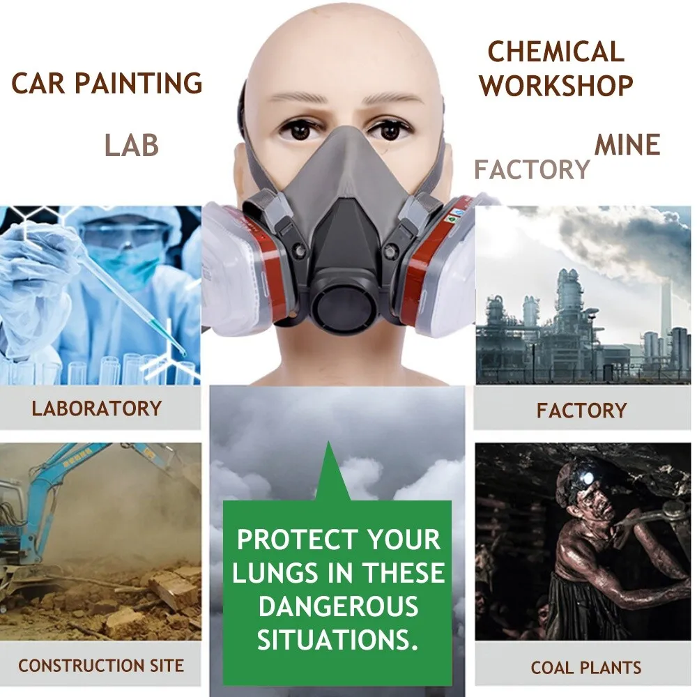 PRO 6200 Half Face Gas Mask Cover Painting Spraying Respirator Work Facepiece