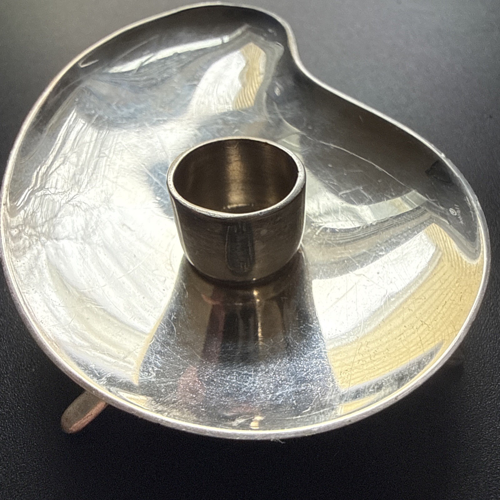 Mid Century Modern Sterling Silver Denmark Hugo Grun Candlestick Holders Pair