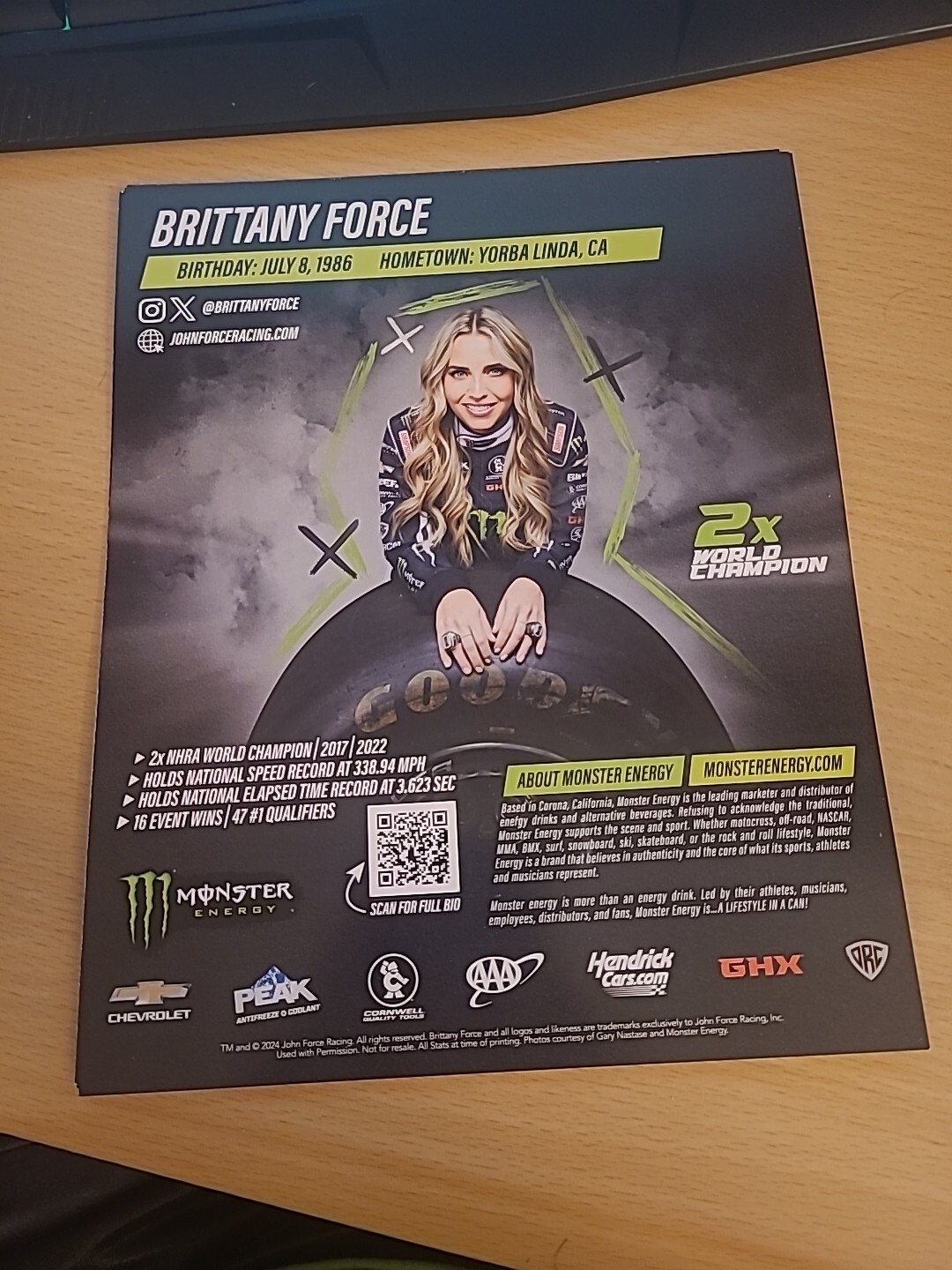 2024 Brittany Force NHRA Hero Card