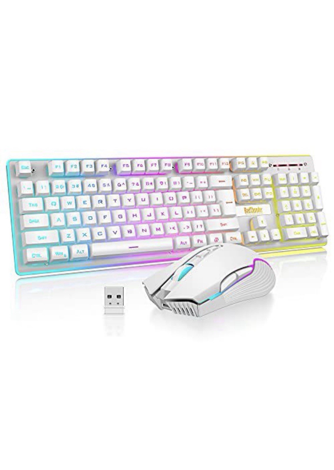 RedThunder K10 Wireless Keyboard and Mouse Combo - White - Open Box