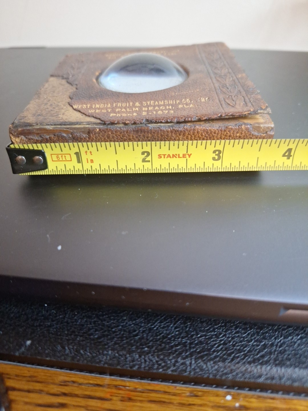 Vintage 1940's Domed Advertising Magnifying Glass Paperweight