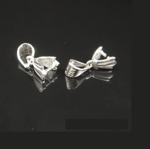925 Sterling Silver Pinch Clip Bail Clasp Charm Pendant Connector DIY Finding