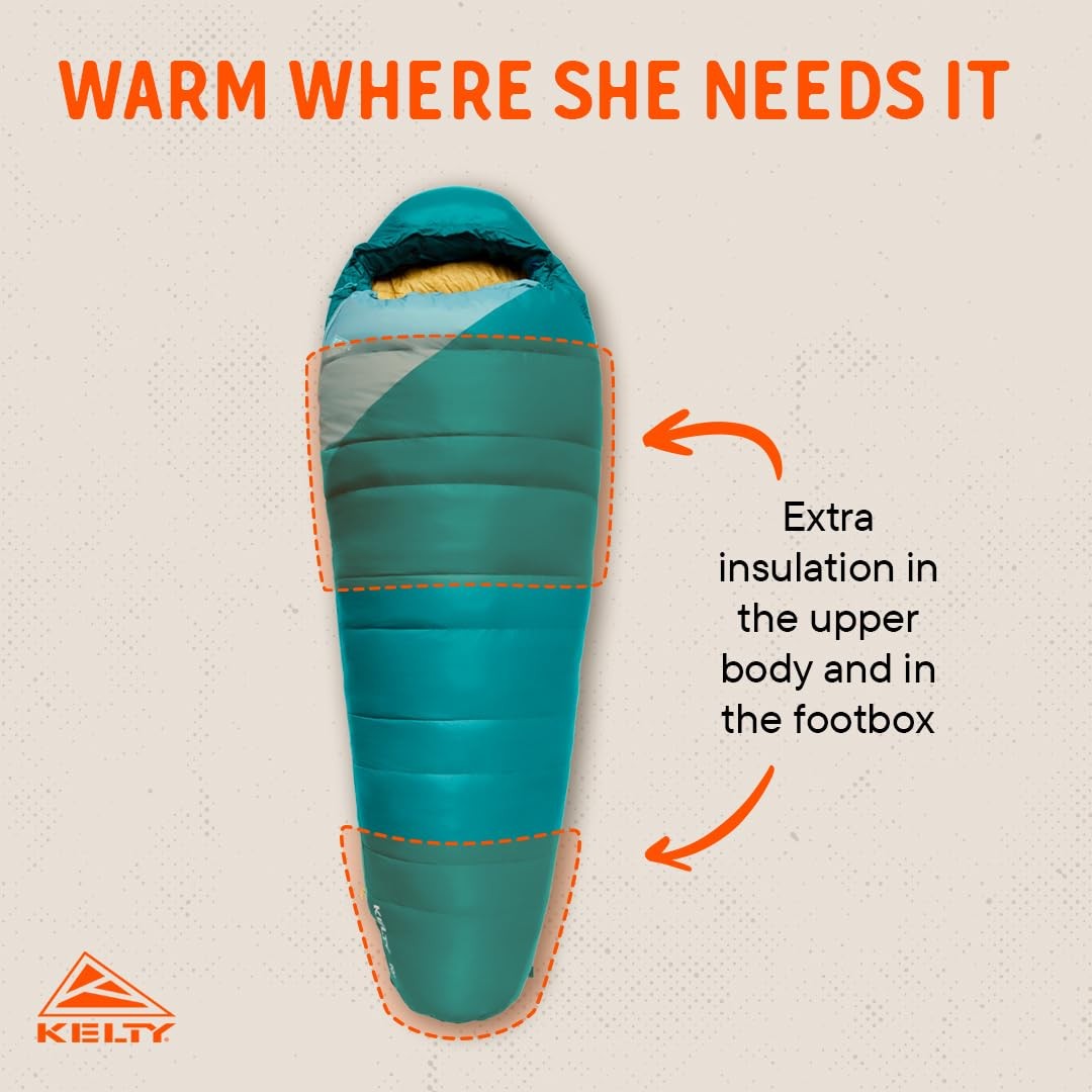 Kelty Cosmic 20° Down Sleeping Bag - 3 Season, Large Footbox, Compression Sack