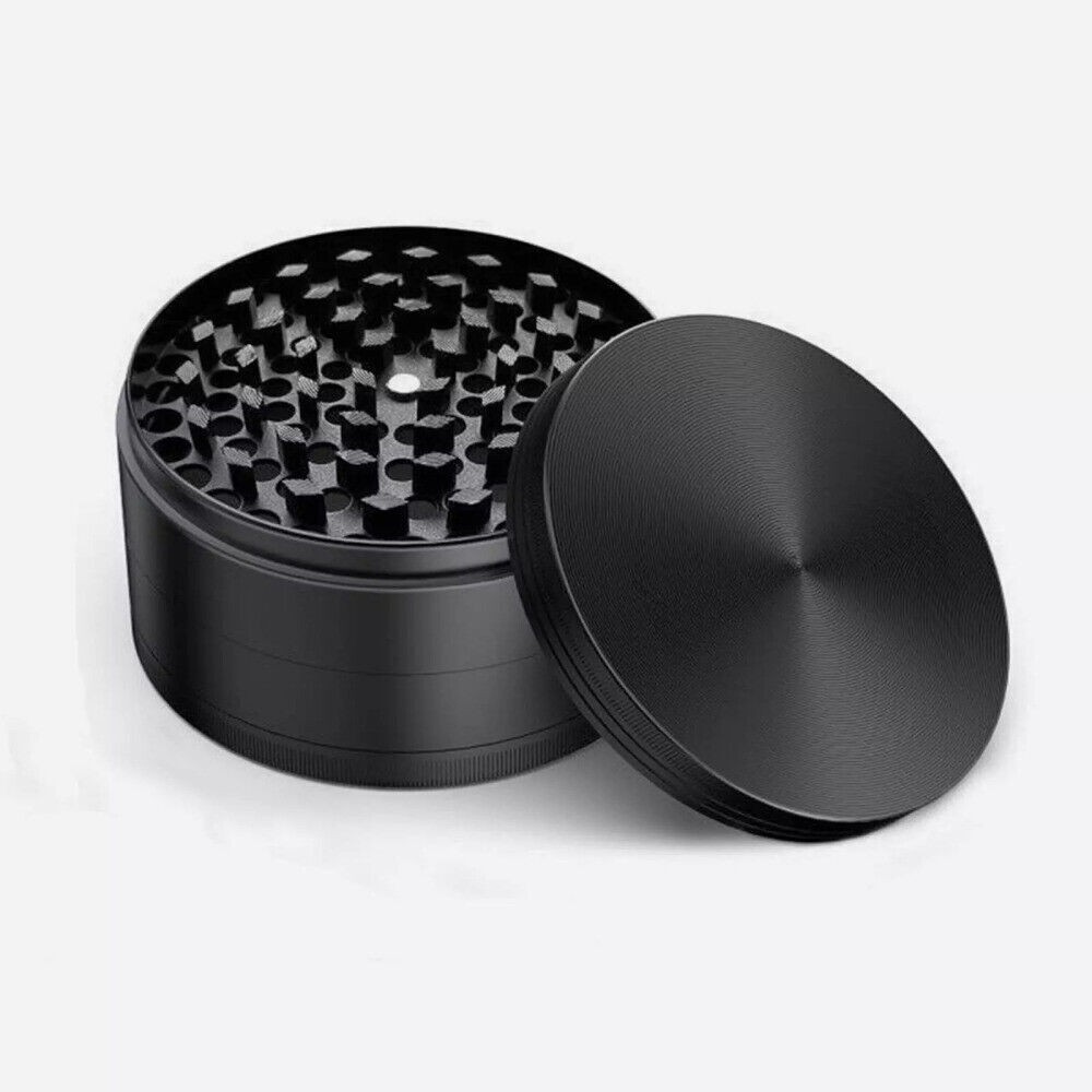 Extra Large Grinder 3 inch XL Herb & Spice, Tobacco Crusher 4 Piece (Black)