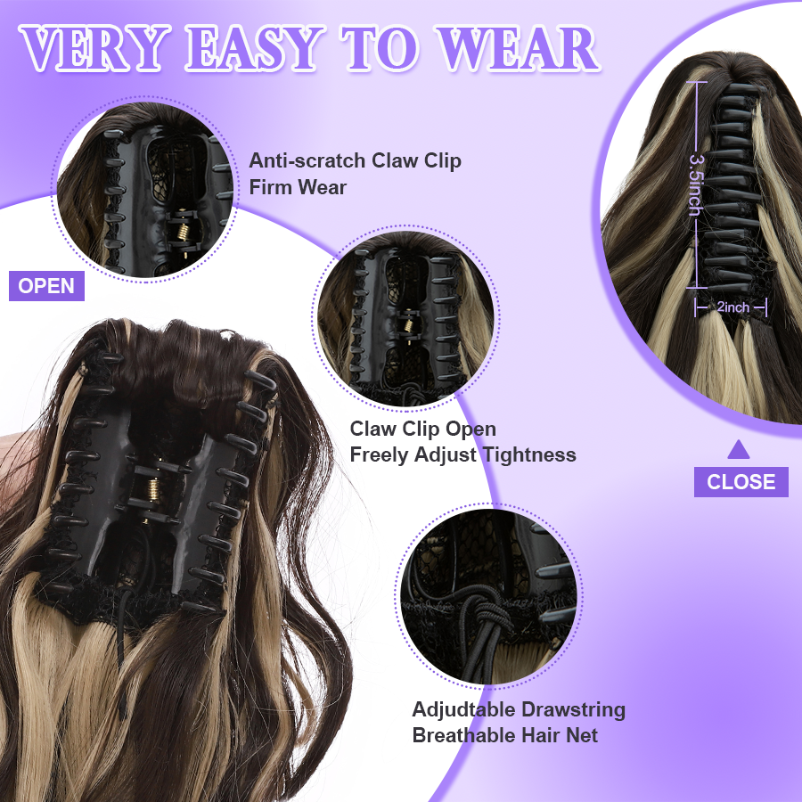 14" Short Claw On Ponytail Hair Extensions Natural Clip Pony Tail Thick As Human