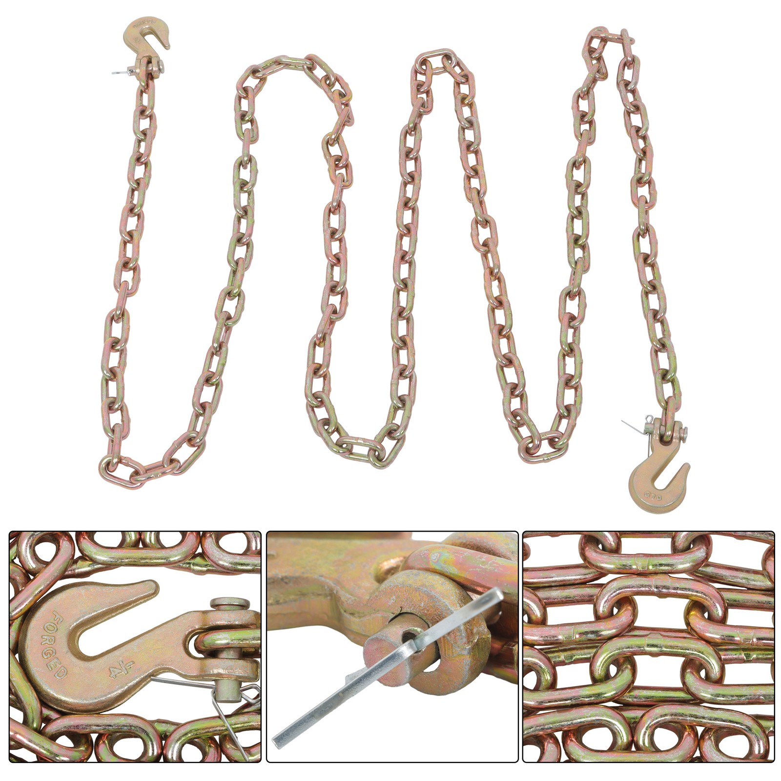 1/4''×12' G70 Tow Chain J-Hooks V-Chain Flatbed Truck Rollback Wrecker Carrier