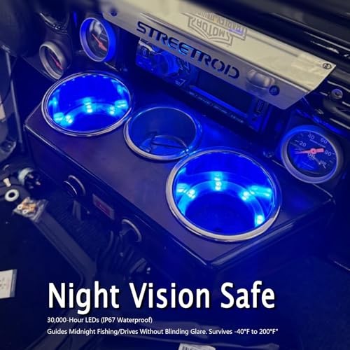 4PCS Boat Cup Holder, Stainless Steel Boat Cup Holder Insert, Blue Led Blue*4