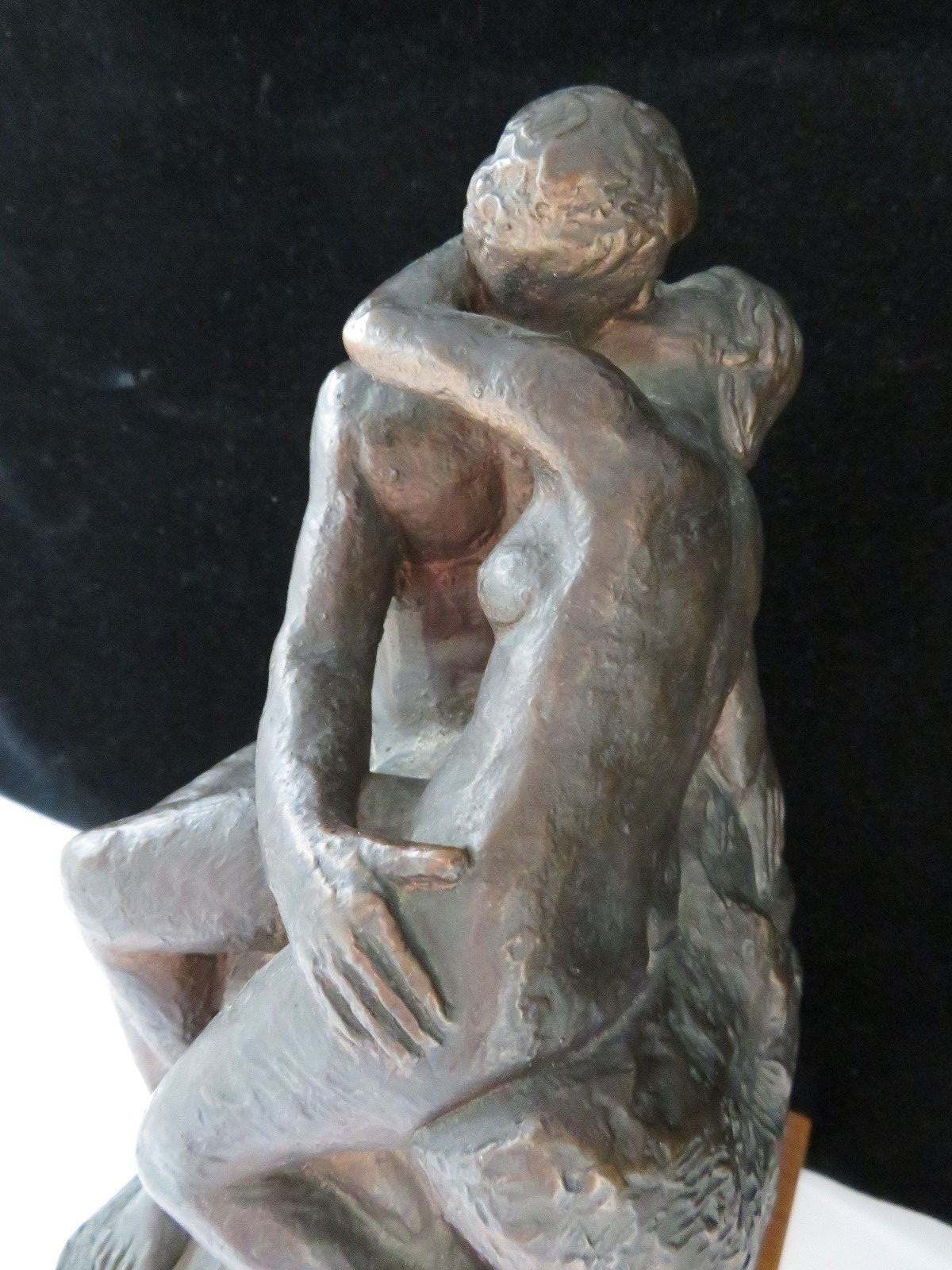 The Kiss Molded Statue on Wood Base