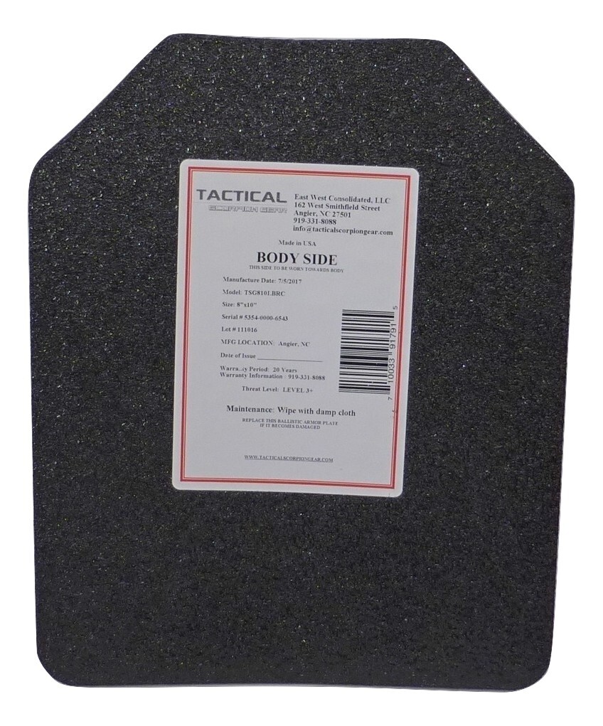 Tactical Scorpion 4Pc Level III+ / AR500 Body Armor Plates 11x14 Muircat Vest