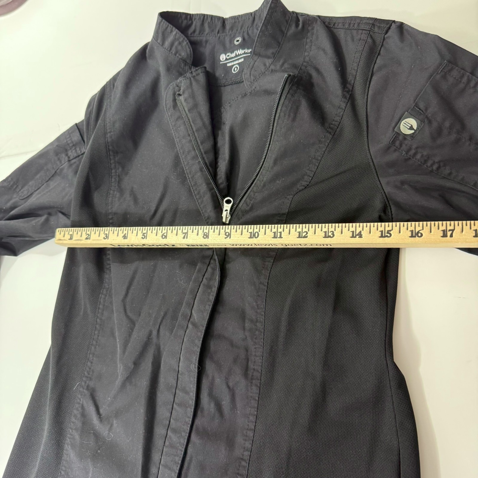 Chef Works Men's Full Zip Chef's Light Jacket Black Small S Vented Cook Workwear