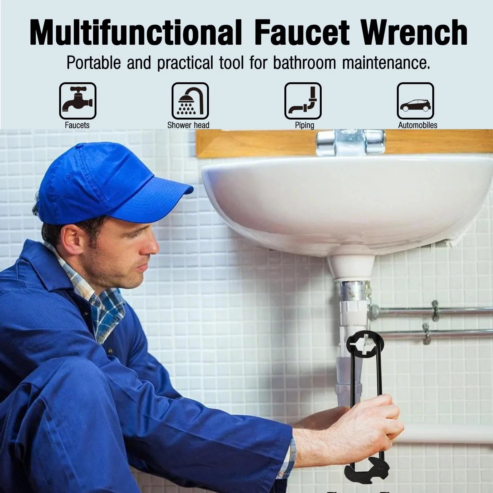 2pcs Basin Wrench Multifunctional Sink Wrench 7 Sizes Faucet Tool Four-jaw+++
