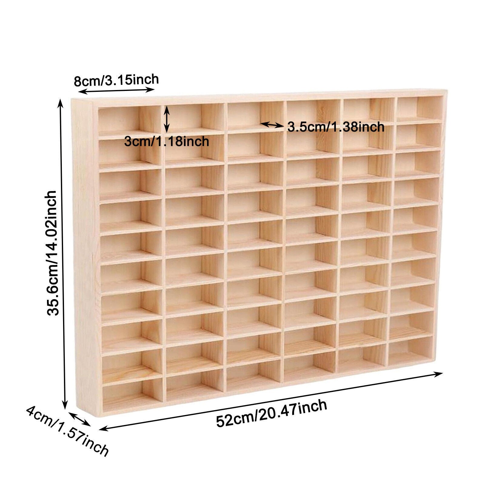 60 Grids Hot Wheels Diecast Wooden Display Storage Cabinet 1/64 Car Matchbox US