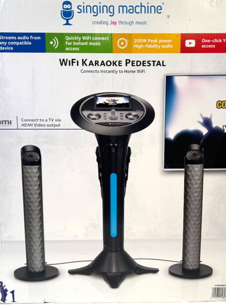 Singing Machine ISM1030BT Bluetooth Karaoke Pedestal Machine w/ Speakers (Black)