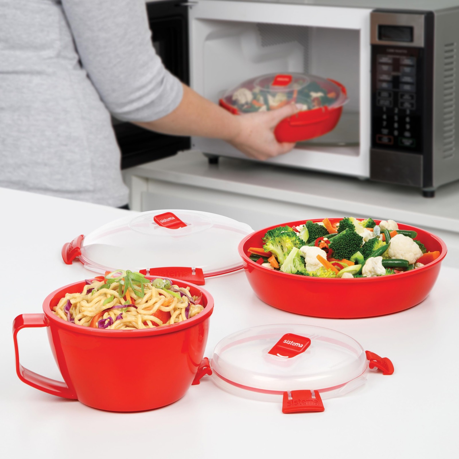 1109ZS Microwave Collection Noodle Bowl 1 Count (Pack of 1) Red
