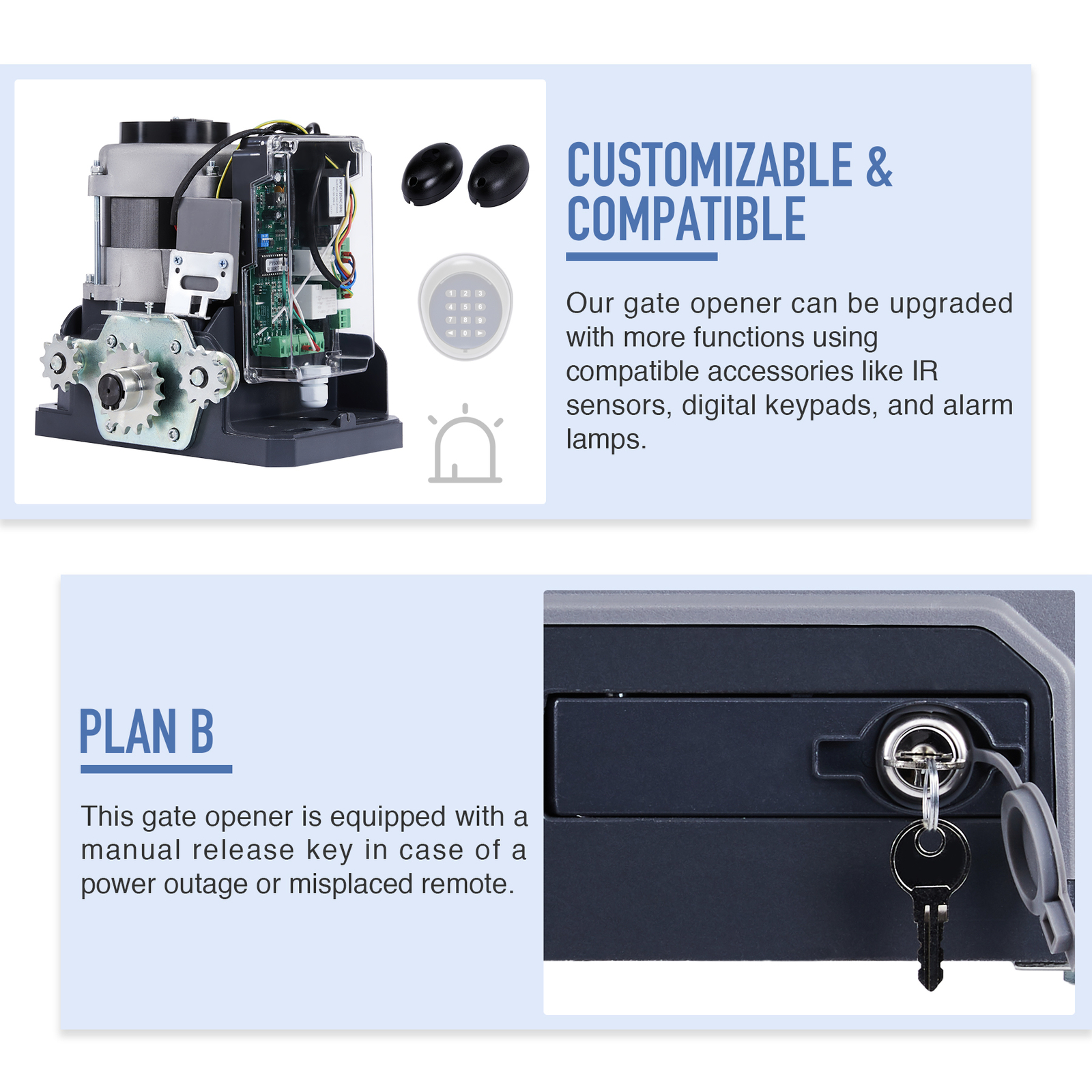 CO-Z 3300lb APP Control Automatic Sliding Gate Opener with Keypad & 4 Remotes