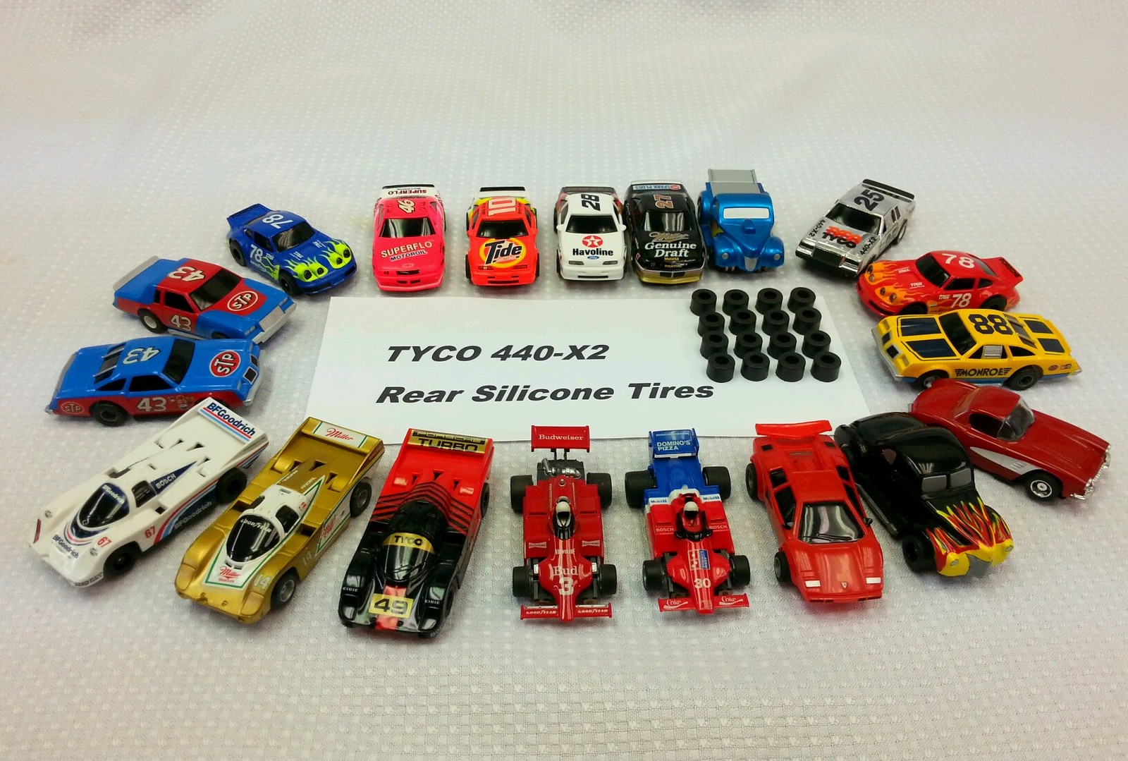 ☆16 REAR SILICONE TIRES☆ For TYCO 440X2 & 440 Magnum HO Slot Car Parts .448 Dia