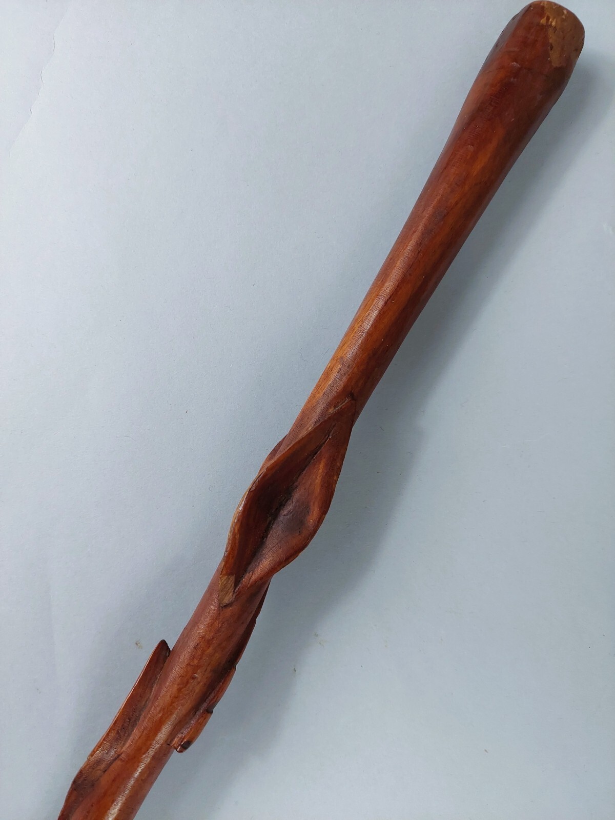 Antique Diamond Willow with Snakes & Brass Tip Walking Stick Cane Native America