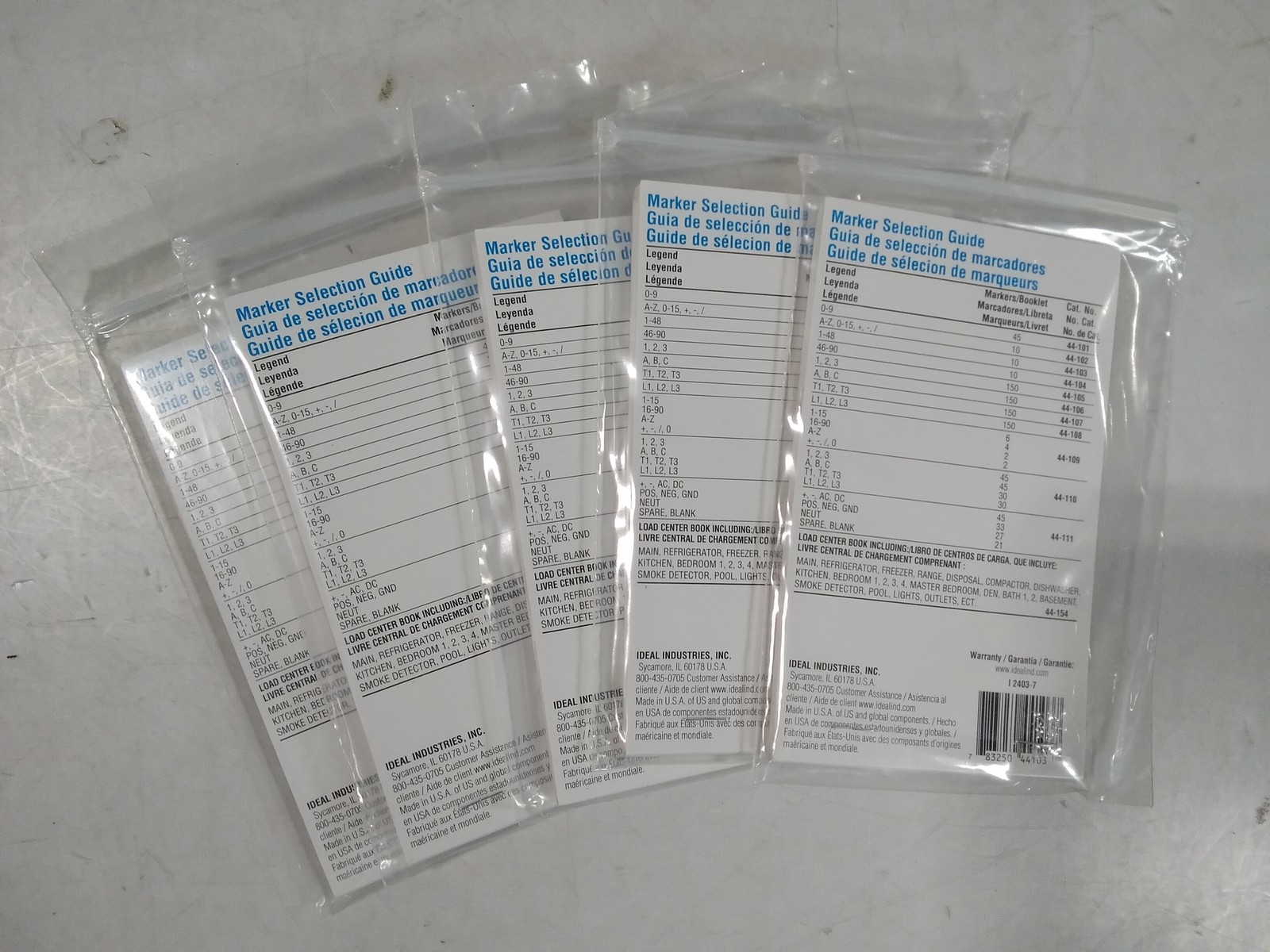 IDEAL 44-103 Wire Marker Booklet Legend 1-48 Lot of 5