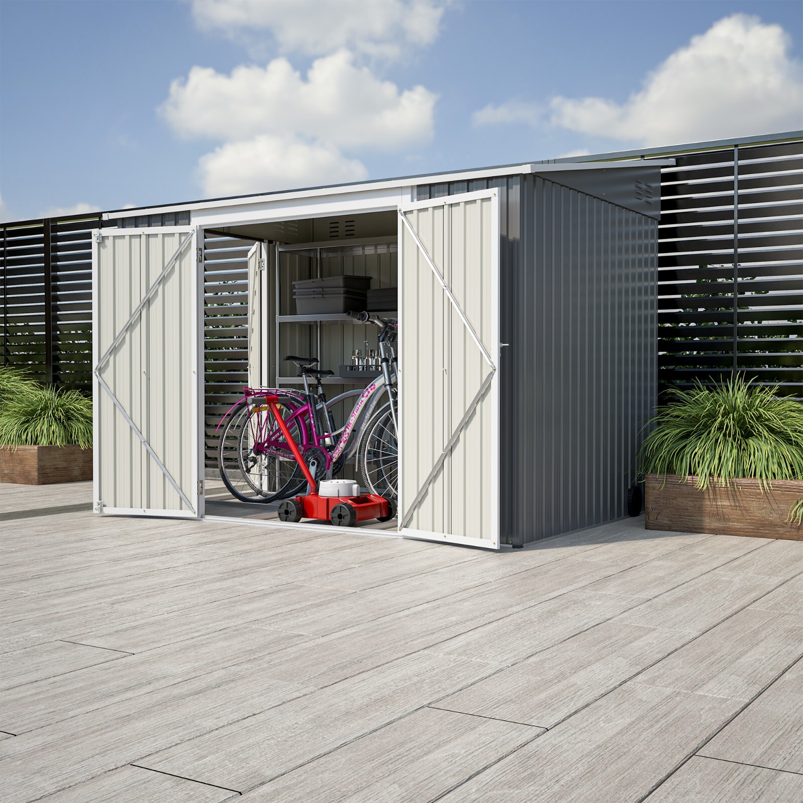 8'x6' Metal Outdoor Storage Shed Garden Tool Shed with Floor Kit