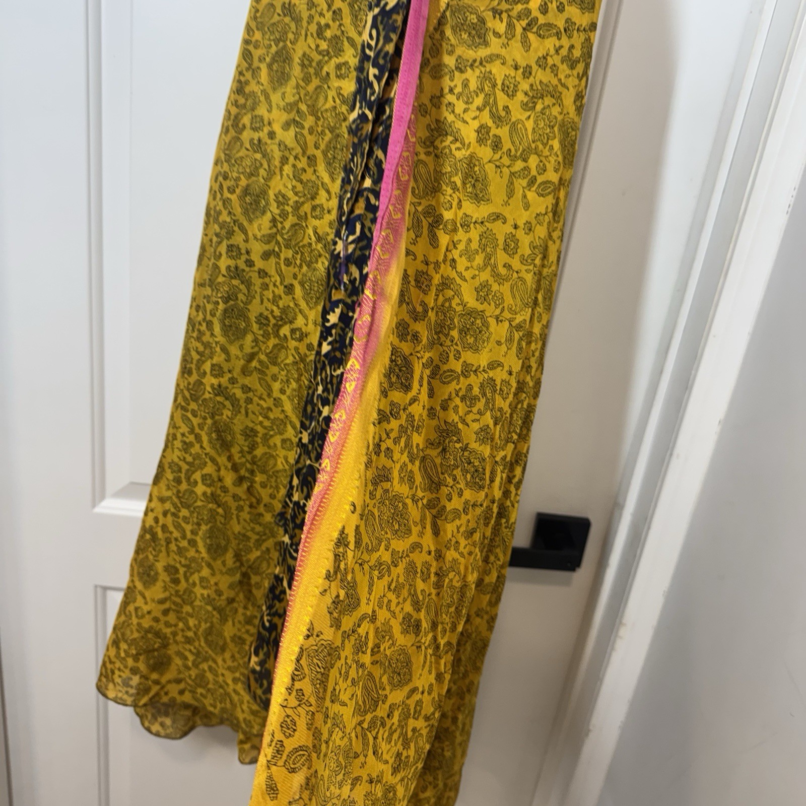 Y2K Urban Nomad Festival True Wrap Maxi Skirt 100% Silk Hippie Boho Gypsie Flowy