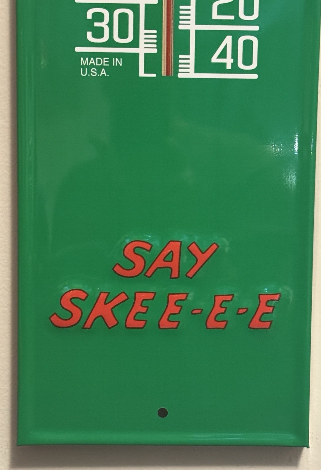 Vtg SKI Cola Metal Thermometer - Say Skeee - measures 7" x 28" LARGE